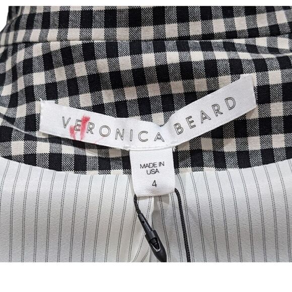 NWT Veronica Beard Cottage Gingham Large Lapel Jacket Black & White Plaid Size 4 - Picture 13 of 14